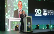 Juan Carlos Navarro, presidente de la Cámara Industria de Guayaquil, en el discurso por los 90 años del gremio.