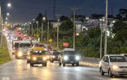 En un tramo de la vía a Daule se incorporaron luces LED.