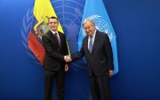 Daniel Noboa se reunió con Guterres en Nueva York para coordinar acciones contra el narcotráfico global.
