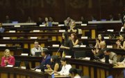 La legisladora de ADN Diana Jácome fue la encargada de presentar el informe ante el Pleno de la Asamblea.