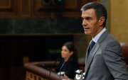 El presidente del Gobierno español, Pedro Sánchez, durante su intervención este viernes en el Congreso en Madrid.
