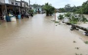 En Muisne, debido a las fuertes lluvias, el río Salima se desbordó y provocó inundaciones en la cabecera parroquial de Salima.