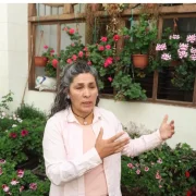 Liz Pereira y cuatro personas más cuidan de más de 20.000 geranios, que colocaron como parte de la iniciativa De Vuelta Al Centro.