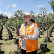 María Belén Calvache, directora de Áreas Naturales de la Empresa de Obras Públicas de Quito, en el vivero de Las Cuadras, sur de la urbe.