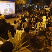 En la plaza Gabriela Mistral, en La Mariscal, se proyectó La Leyenda de los tayos.