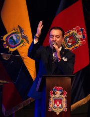 Pabel Muñoz en la sesión solemne de la fundación de Quito.