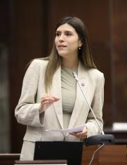 La asambleísta Valentina Centeno (ADN) dijo que el incentivo tributario propuesto en la Ley urgente de Noboa permitirá motivar la construcción de vivienda de manera más eficiente.