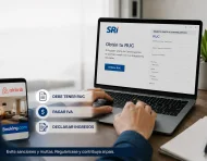 Una foto creada por IA grafica que se puede actualizar o sacar el registro único del contribuyente en la página Web del SRI.