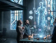 Usuarios trabajan guiados por una interfaz de inteligencia artificial, en una escena que refleja la creciente dependencia tecnológica en la toma de decisiones.