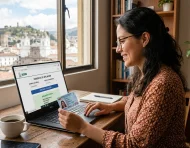 Referencial. Ciudadana consulta en línea su afiliación al IESS con número de cédula, a través de la plataforma digital.