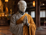 Un robot con apariencia de monje budista refleja cómo la inteligencia artificial se incorpora a prácticas espirituales en distintos países.