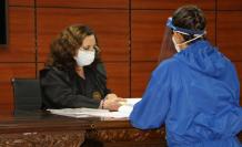 La jueza Daniella Camacho, durante la audiencia de formulación de cargos.
