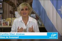 La alcaldesa de Guayaquil, Cynthia Viteri, en su video de hoy.