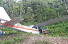 Imagen de la avioneta accidentada en la frontera. 