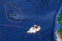Foto satelital de la flota china de pesca
