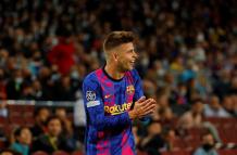 El defensa del Barcelona Gerard Piqué reacciona durante el encuentro del grupo E la UEFA Liga de Campeones entre el FC Barcelona y el FC Dinamo de Kiev este miércoles el estadio Camp Nou.