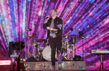 El vocalista de la banda británica de rock-pop Coldplay Chris Martin en un show.