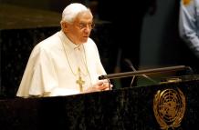 Imagen de Archivo del papa Benedicto XVI, durante el discurso que pronunció ante la Asamblea General de Naciones Unidas, en la sede de la ONU en Nueva York, Estados Unidos.