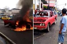 Hombre que incendió su vehículo