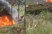 Imágenes de la aeronave en medio de las llamas tras el accidente.