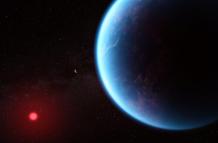 Representación artística del exoplaneta K2-18 b, según los datos científicos.