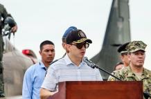 Visita. El presidente Daniel Noboa durante su visita e intervención en la provincia de Manabí.