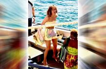 Jennifer Lopez en el yate en Italia