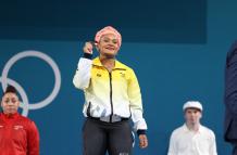 Neisi Dajomes en los JJ.OO. con su medalla de bronce.