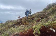 Durante la búsqueda de Mishell Sánchez en los alrededores del volcán Tungurahua.