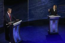 Donald Trump y Kamala Harris durante el debate presidencial.