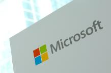 Fotografía de archivo del logo de Microsoft.