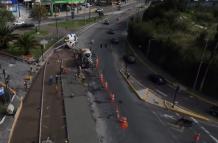El tramo del redondel de la Plaza Argentina, que conecta con la av. De Los Shyris se suspende hasta el 20 de octubre.