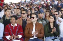 El presidente de la República, Daniel Noboa, durante su visita a Ambato.