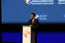 El presidente Daniel Noboa durante la inauguración de la Cumbre Iberoamericana.