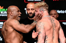 Tyson soltó una cachetada a Jake Paul durante el último careo previo a la pelea.