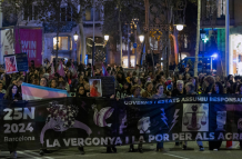Un momento de la manifestación que ha recorrido este 25N las calles de Barcelona.
