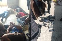 La policia detuvo a cuatro sospechosos, decomisó armas y una granada.