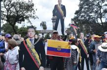 El presidente y candidato Daniel Noboa recibió a sus simpatizantes en la Plaza Grande.