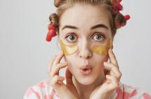 silly-cute-girl-hair-curlers-nightwear-apply-eye-patches
