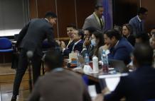 Interrogatorio a los involucrados en el caso Purga, con la presencia de los abogados defensores y el fiscal general subrogante, Wilson Toainga.