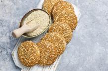 cookies-with-sesame-seeds-concrete-surface-top-view