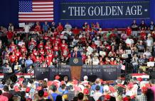 Donald Trump celebra en Michigan