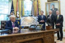 El presidente estadounidense, Donald Trump, anuncia la construcción del sistema de misiles "cúpula dorada" el 20 de mayo de 2025