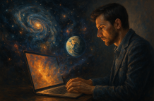 Hombre generando imágenes a través de textos