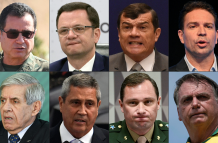 Fotografía de varios exministros y comandantes militares brasileños acusados ​​de conspirar con el exlíder Jair Bolsonaro.