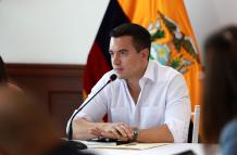 Daniel Noboa durante su diálogo con The Economist, donde defendió su gestión y esbozó su hoja de ruta hacia 2029.