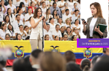 La ministra Alegría Crespo en la incorporación de nuevos profesores al magisterio, el 17 de junio del 2025.