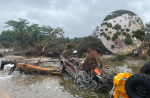 Fotografía de los escombros ocasionados debido a las inundaciones en el área de Kerrville, Texas (EE.UU.)
