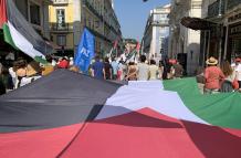 Manifestantes en el centro de Lisboa