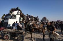 Palestinos en el sur de la Franja de Gaza